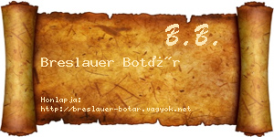 Breslauer Botár névjegykártya